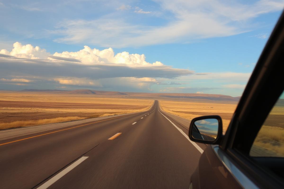 Open highway stretching across the eastern Colorado plains